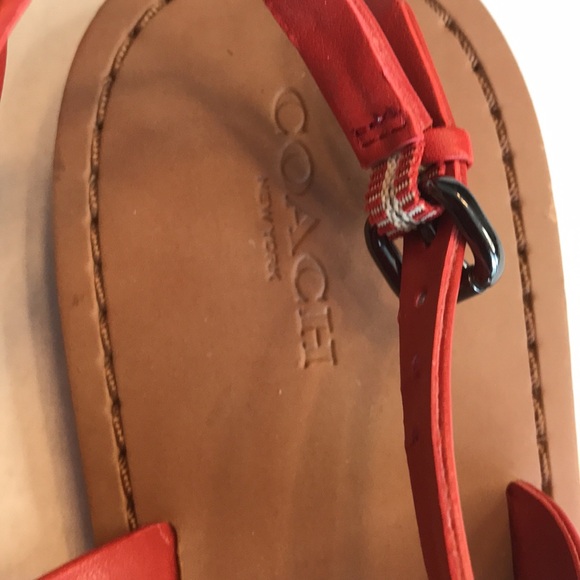 Coach Rust Leather Thong Sandals with Black Chrome Accents Size 8.5 - Picture 3 of 9